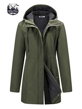 Women's Waterproof Fleece Lined Hooded Softshell Rain Coat Windbreaker